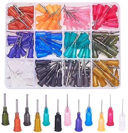 BENECREAT 144PCS Aiguilles de seringue à Pointe émoussée de 13 mm Aiguille de Distribution avec Verrouillage de leurre pour Le Remplissage des encres et des seringues, 12 Tailles différentes