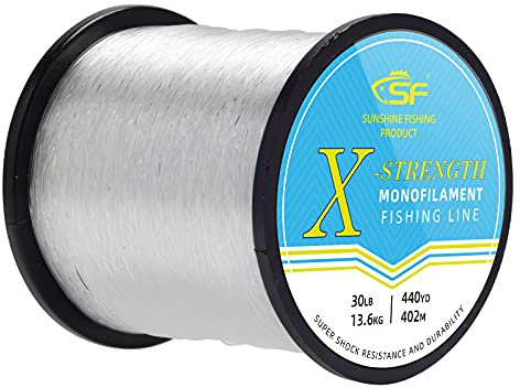 SF Monofilament Fishing Line with Spool Strong Mono Nylon Leader Line 8/10/12/15/20/25/30/40/50/60LB Clear/Green Fishing Wire Saltwater Freshwater for Fishing Hanging Decorations Craft Balloons