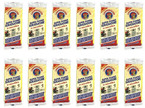 CHANTECLAIR 12 Panni Super Panno SGRASSATORE in Microfibra pulisce Senza Graffiare e Senza aloni e Pelucchi