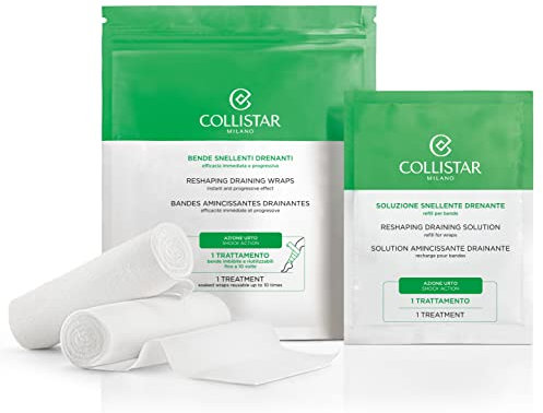 Collistar Entwässernde und entschlackende Wraps, professionelle Heimanwendung, Express-Wirkung gegen Wassereinlagerungen, lokale Fettpolster und Unregelmäßigkeiten, 2x100 ml, Weiß