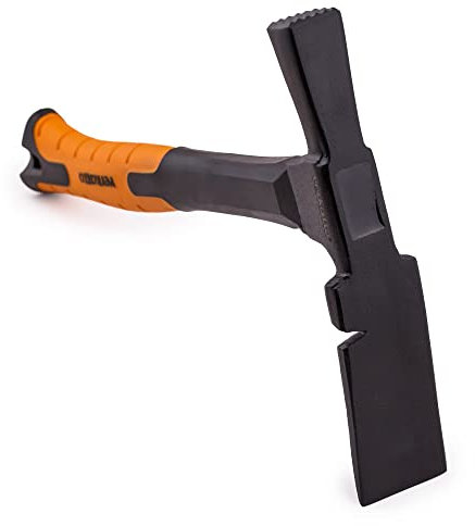 Mivos Marteau de Maçon 600 g - Forme Berlinoise - Tête en Acier Carbone Trempé - Manche en Fibre de Verre Antidérapante - Marteau de Maçonnerie pour Béton Briques - DIN 5108