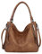 FANDARE Groß Handtschasche Vintage Schultertasche Damen Umhängetasche Frauen Schulranzen PU Leder Wasserdicht für Shopper Reisen Arbeitstasche Messenger Tote Bags Braun
