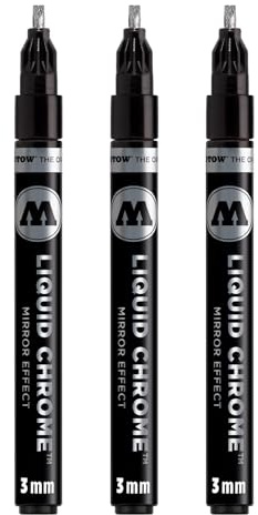 Molotow Liquid Chrome Marker Calligraphy 3,0 mm (Metallic Stift mit Spezialtinte mit echtem Spiegeleffekt für Lettering, Graffiti & Hobby) 3 Stück chrom