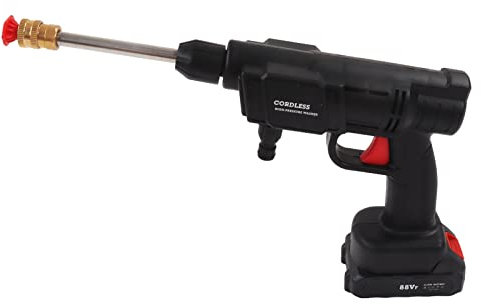 Lavadora a Presión Inalámbrica, Lavadora Eléctrica Portátil de Alta Presión de 600 W con Manguera de Boquilla Ajustable 6 en 1, Batería Recargable para Lavar Autos, Regar Flores, Limpiar(EU)