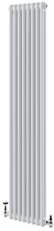 Utopia Traditional Vertical Radiator 2 Column Double Panel Vintage Style Central Heating White – 1800 x 380mm