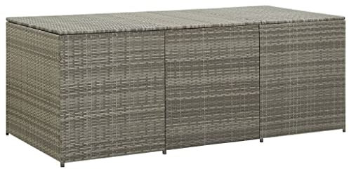 homiuse Gartenbox Poly Rattan 180x90x75 cm Auflagenbox Aufbewahrungsbox Aufbewahrungstruhe Gartentruhe Kissenbox Garten Wasserdicht Kissenbox Outdoor Wasserdicht Rattan Box Gartenbox Klein Grau