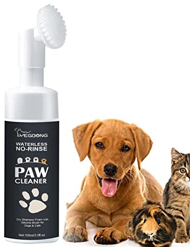 Espuma limpiadora para perro – Limpiador perro, champú seco con cepillo silicona, espuma limpiadora para pies animales, 1/2/3 piezas
