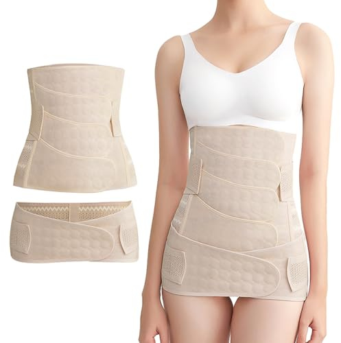 3 in 1 Ceinture Abdominale Femme, 4 Patchs Ceinture Soutien Grossesse avec Ceinture Pelvienne, Ceintures Post Partum Accouchement M L XL XXL, Ceintures Maintien Lombaire, pour Ventre Plat (XXL)
