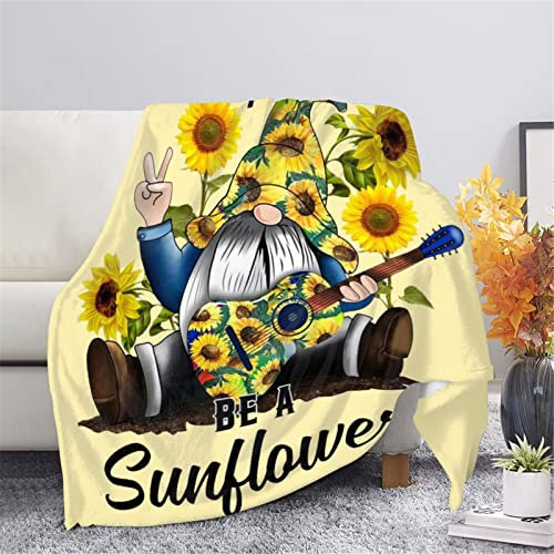 TradesForU Sonnenblumen-Zwergdruck, ultraweiche Fleece-Bettwäsche für Kinder und Erwachsene, kuschelige Plüsch-Überwurfdecken