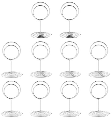 10Pcs Table Number Holders Silver Place Card Holders Wire Picture Stands Menu Clips Short Place Card Holder for Wedding Party Graduation Reception Restaurant Office Home Centerpiece Decorations