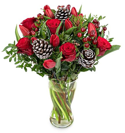 Happy Christmas Bouquet - Fresh Christmas Flowers – Festive Floral Arrangements for Holiday Décor, Gifts, Celebrations, Winter Weddings, Seasonal Cheer, and Special Gatherings.