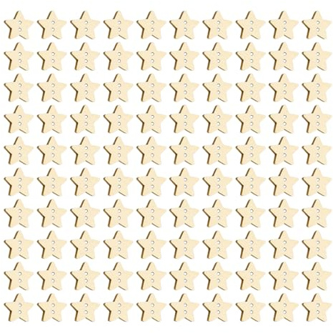 HDGSAFD 100 Uds Botones De Estrella, Botones De Madera, Botones De Decoración De Ropa, Botones De Madera para Coser, Decoración Artesanal