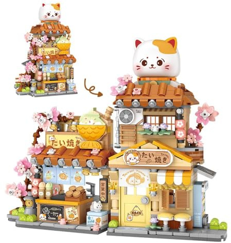 JOMIOD Boutique Taiyaki avec Vue sur la Rue Japonaise Mini Blocs de Construction, Jouets de Construction Créatifs MOC, Idée Cadeau pour Adolescents et Adultes (923 Pièces)