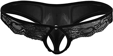 Générique String Homme Sexy Drole Transparent Culotte Ouverte Body De Pute Érotique Slip Ouvert Tanga Ficelle sous Vetement Mini Chic Strings Noir Dentelle Lingerie Hot Boxer pour