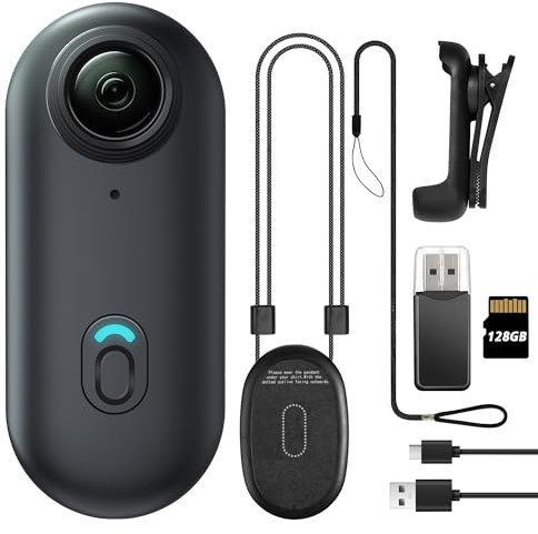 Meoilkolnm 4K 128GB Mini Body Camera, Wearable Action Body Cam, Thumb Size Hands Free Recording Body Worn Camera, Premium Portable Camcorder Mount Anywhere for Work, Travel, Pet Walking (Black)