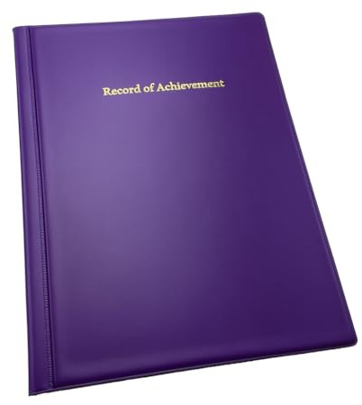 Record of Achievement Folder with Gold Print, Fitted with 20 Pockets (Purple)