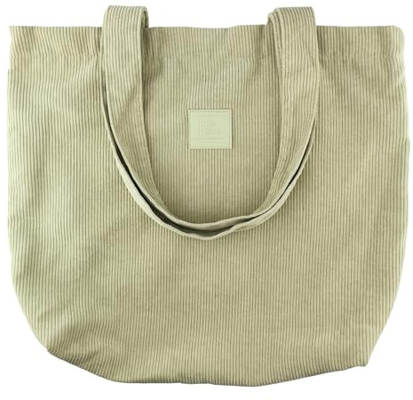 IDEA HOME Manhattan Borsa in Velluto a Coste 45x40 cm con Chiusura Magnetica e Doppi Manici – Borsa Shopper Elegante e Resistente per l’uso Quotidiano, Verde Oliva