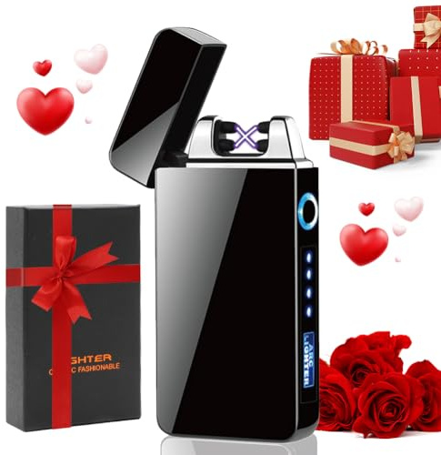 LOMUG Mechero eléctrico, recargable por USB, encendedor de arco eléctrico, regalos para hombres, regalos de Navidad, calendario de Adviento, regalos para hombres, papá Man (negro)