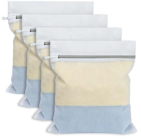 MISIQIMA Le Lot de 4 Sacs Filet Linge Machine à Laver Dotés de Fermetures Éclair Dissimulées, Filet de Lavage est Robuste et Durable, et Convient aux Chemises, Soutiens-Gorge, Chaussettes (30 X 40cm)