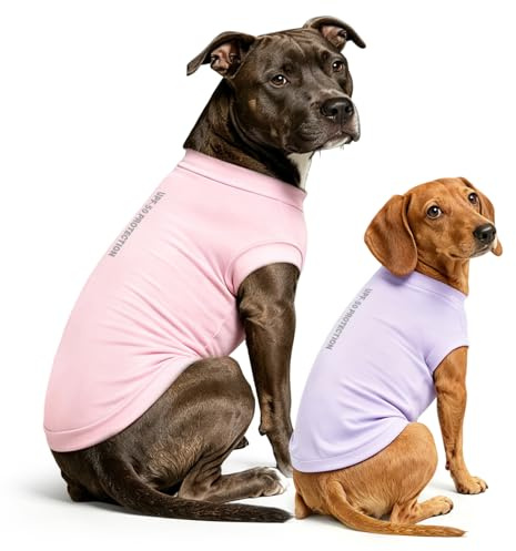 Dolahovy Camicia Cane Protezione UV 2Pack, Maglietta Leggera Cane Gilet di Raffreddamento Secco Rapido Abbigliamento estivo per animali Cani Camicie per cani piccoli medi grandi Gatti