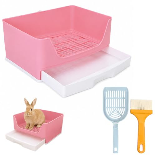 Large Rabbit Litter Tray with Litter Scoop and Brush, Rabbit Toilet