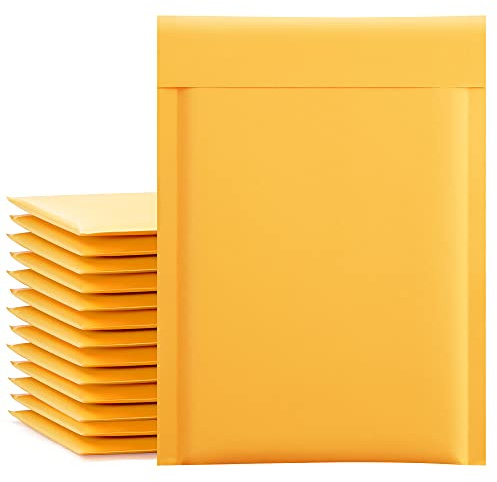 UCGOU Kraft Bubble Mailers 6x10 Inch 50 Pack Usable Size 6x9 Inch Yellow Padded Envelopes #0 Small Business Mailing Packages Self Sealing Tear Resistant Boutique Shipping Bags for Jewelry Supplies