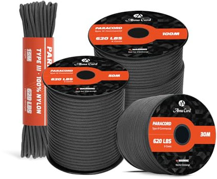 Abma Cord Paracord 550 Nylon Seil Paracord 4mm Schnüre mit 9 Kern-Strängen Type III Survival Fallschirm Schnur - Max. 280kg (620lbs)