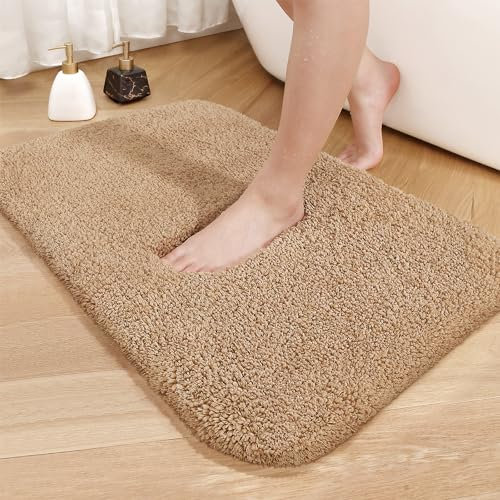 Color G Badezimmerteppich 60 x 90cm, rutschfest Badematte, Badvorleger rutschfest waschbar, Badteppich Saugfähig Flauschig, Badematten Badteppiche für Badezimmer Badewanne (Beige)