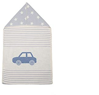 David Fussenegger Puckdecke mit Kaputze Juwel 'Auto' 45 x 76 cm Nordsee - Blau