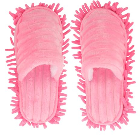 HEMOTON 1 paire de chaussons Lazy Slippers - Pour le nettoyage des sols - Pour le nettoyage des sols et des cheveux, Rose, Medium
