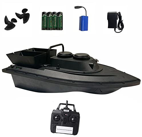 Bathrena Ferngesteuertes Boot, 300M Futterboot Fernbedienung RC Boot, 2KG Beladung-Fischfinder Angeln Köderboot Fischköderboot, für Pools Stauseen Seen, Schwarz