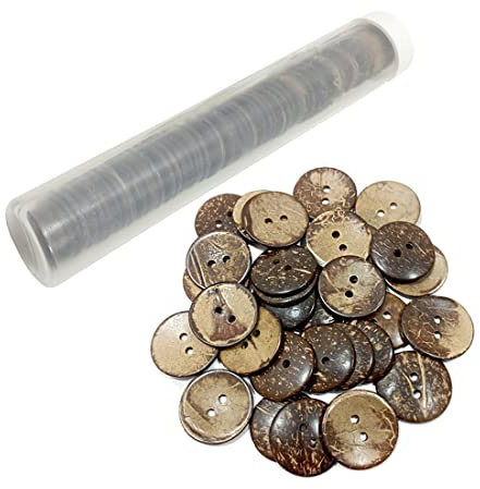 90 Enheter Kokosknappar, Runda Träknappar för Hantverk, Sömnad och Dekoration (Coconut, 18mm)