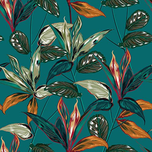 VaryPaper Papel Pintado Autoadhesivo Flores Vintage 44.5cmx200cm Papel Pared Hojas Tropicales Papel Autoadhesivo Para Muebles Revestimiento de Paredes Papel Pintado Pared Salon Armarios Dormitorio