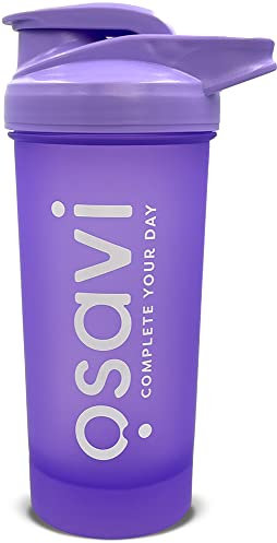 OSAVI Shaker, Purple – 700 ml | Easy–to–Use with Measuring Cup & Metal Ball | Dishwasher Safe & BPA Free