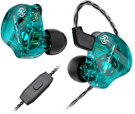 Yinyoo CCZ DC01 PRO Gaming Headphones with Mic,Deep Bass Earphones, HD Mic,OFC Cable,Classic Patent Ear Hook In Ear Monitor Earbuds,Lightweight Earphons with Cord for Gaming,Musician