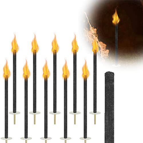 HENGMEI 50 torce di cera per esterni, tempo di combustione 100 minuti, torcia in cera naturale, torcia da giardino, feste, escursioni, con protezione per le mani e manico extra lungo