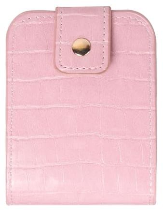 Estuche de cuero para pintalabios, organizador de pintalabios, impermeable, portátil, de cuero, para cosméticos, soporte para pintalabios con espejo, para mujeres y niñas, Pink, Bolsas de cosméticos
