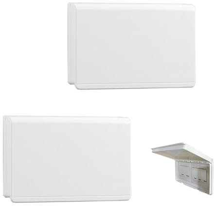 YJFY 2 piezas cubierta doble tipo 86 enchufes exterior lluvia impermeable 2 enchufes cubierta impermeable para baño, jardín cocina interruptor impermeable (blanco, 2 compartimentos)