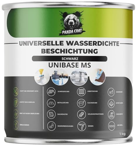 Liquid Rubber Universal Waterproof Sealant - Black - Universal Sealant Indoor & Outdoor - Concrete, Metal & Wood, Flex Roof Leak & Metal Roof - Cold & Wet Weather - PandaCoat - Made in EU (1 kg)