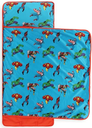 Stuoia per dormire Marvel Comics Avengers con cuscino e coperta inclusi - Sacco a pelo in microfibra per asilo, scuola o pigiama party