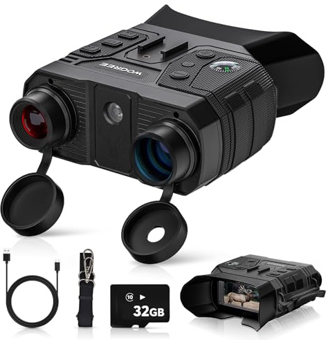WOGREE Night Vision Goggles, 4K Night Vision Binoculars for Adults, 36MP Photo, 5000mAh Rechargeable Battery, 1300FT Range, 8X Digital Zoom, Infrared Vision, 32GB SD, Flashlight & Compass for Camping