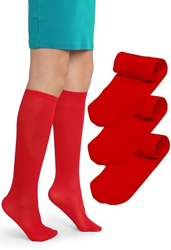 LORES Alma Medias hasta la rodilla para niña 40 DEN blancas, calcetines altos de microfibra opaca, suaves y elásticos con banda confort, ideales para colegio, uniforme y uso diario (talla 24–37)