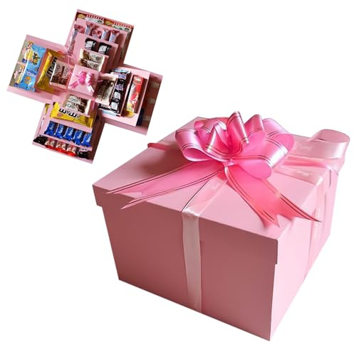 5 Layer Snack Explosion Box Creative Explosion Gift Box DIY Surprise Box Scrapbooking Boxes photo album gifts for Anniversary Birthday Wedding Valentine's Day Record Memories (Pink)