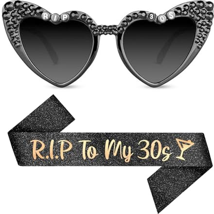 Décoration d'anniversaire pour femme avec écharpe RIP to My 30s, accessoire de fête d'anniversaire pour femme, décoration amusante pour fête d'anniversaire, amie, épouse, petite amie