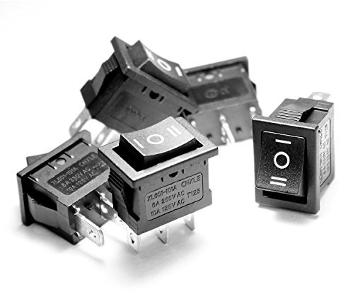 Switian Interrupteur à Bascule Mini SPDT 3 Broches (ON/OFF/ON) - 5Pcs, AC10A 125V/6A 250V, Haute Durabilité pour Bateau, Voiture, Électroménager