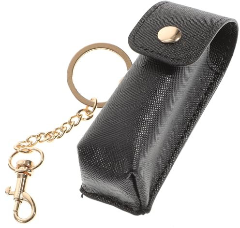 Keyring Lip Balm Pouch Lightweight Clip-on Lipstick Holder Lip Gloss Protection Container Travel Daily Accessories (Black)