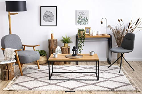 rugsx Teppich hochflor Berber Shaggy, Franse, marokkanischer Stil, für Zimmer, Wohnzimmer, Schlafzimmer, TROIK Creme/Beige 200x290 cm