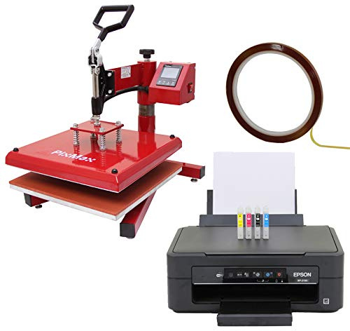 Swing Heat Press Machine 38cm & Printer Sublimation Transfer Design Print T-Shirt Kit Bundle Custom Personalise Customise Printing Swing Away