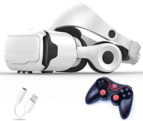 Gafas de Realidad Virtual, 3D VR Gafas con Controlador Bluetooth para Juegos Visión Panorámico VR Glasses para iPhone 13 Pro Max/13 Pro/13/12/11, para Samsung Galaxy S21, Huawei, Xiaomi