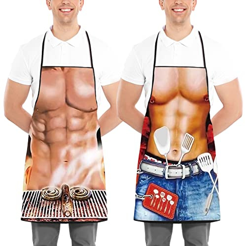 Funny Apron Grill BBQ for Men, Kitchen Chef Cooking Barbecue Aprons Christmas Birthday Gift for Husband, Wife, Dad, Mom, Friends
